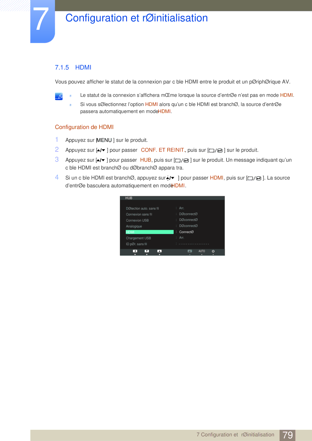 Samsung LC24A650XS/EN manual Configuration de Hdmi 