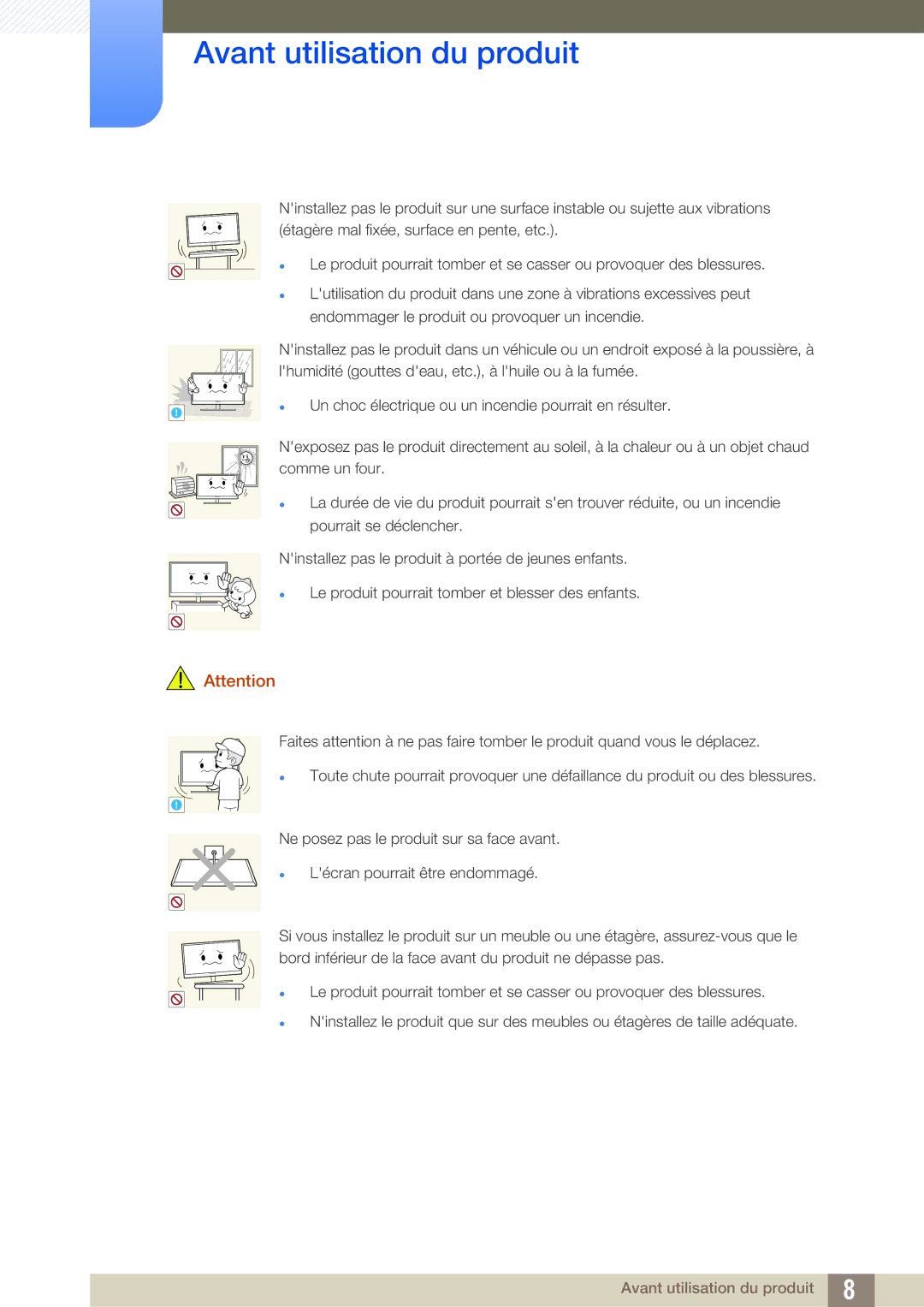 Samsung LC24A650XS/EN manual Un choc électrique ou un incendie pourrait en résulter 