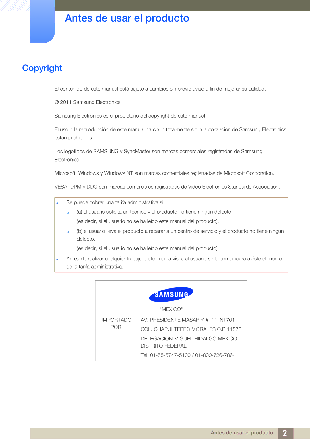 Samsung LC24A650XS/EN manual Antes de usar el producto, Copyright 