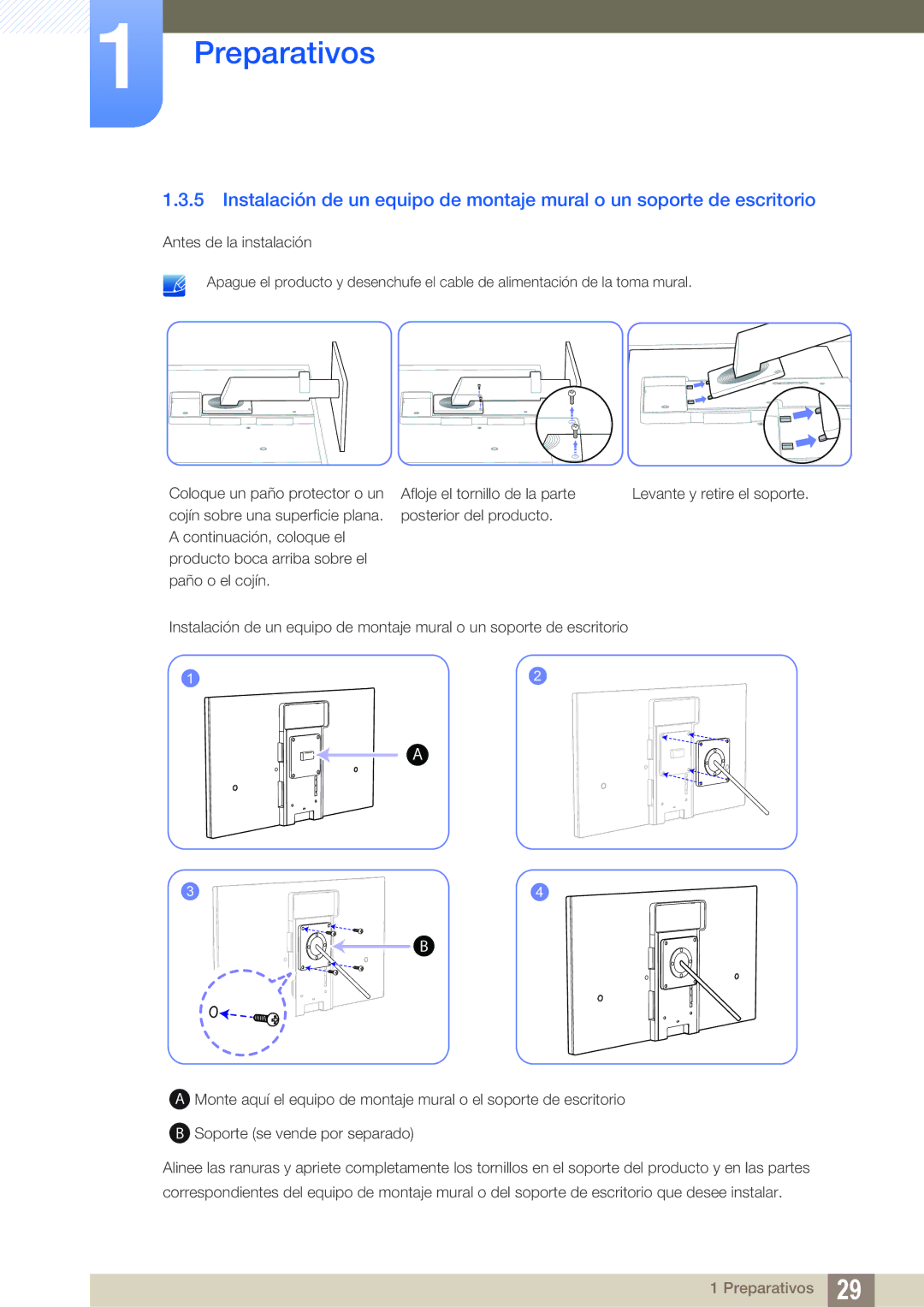 Samsung LC24A650XS/EN manual Preparativos 