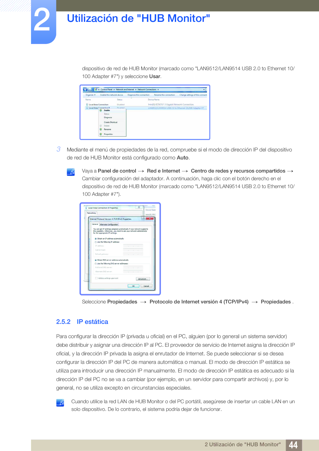 Samsung LC24A650XS/EN manual IP estática 