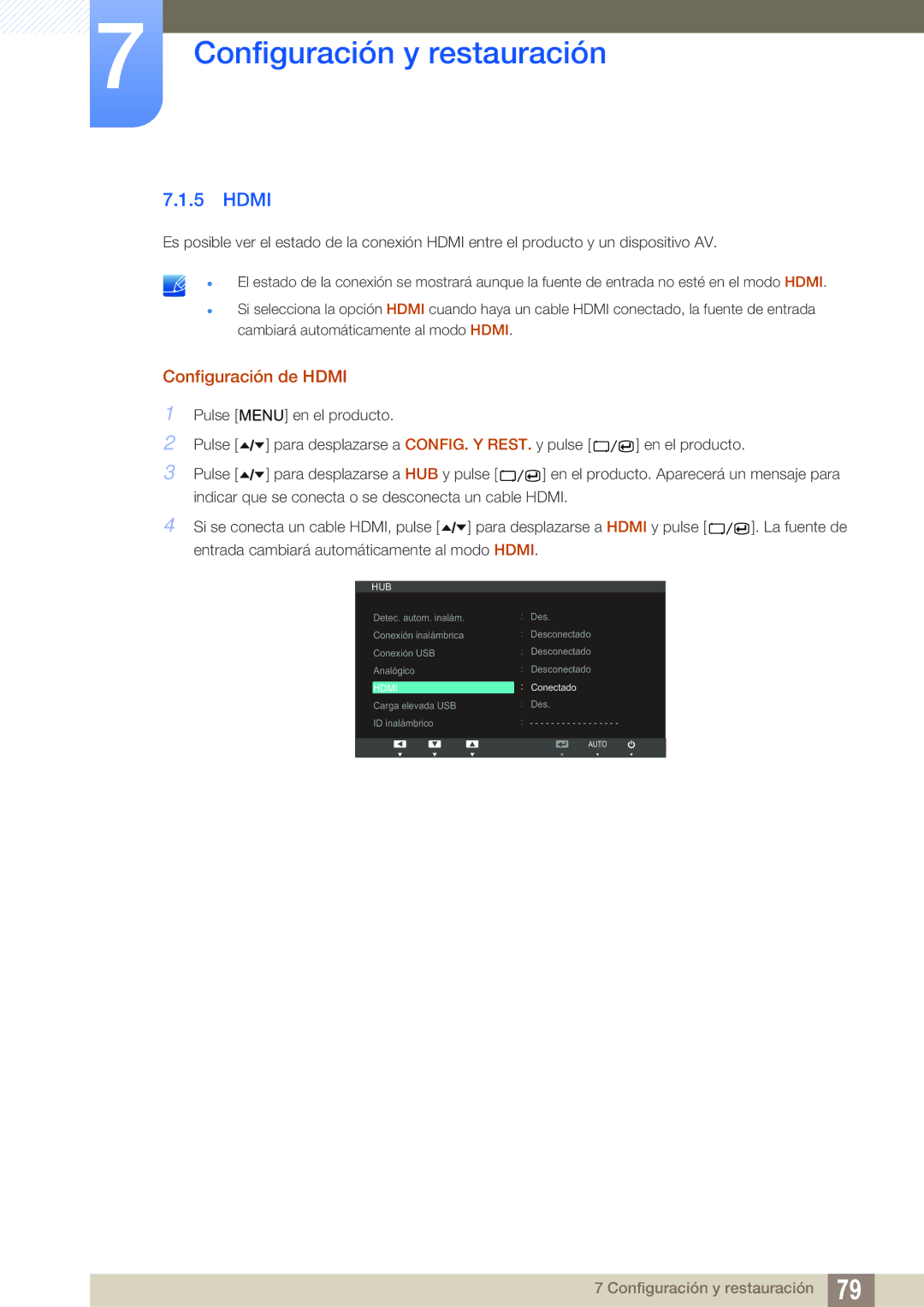 Samsung LC24A650XS/EN manual Configuración de Hdmi 