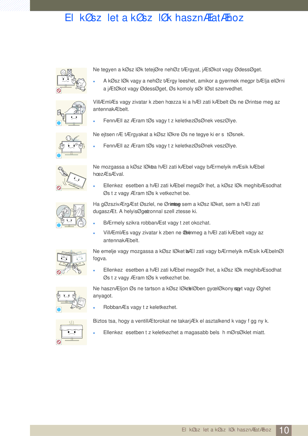 Samsung LC24A650XS/EN manual Bármely szikra robbanást vagy tüzet okozhat 