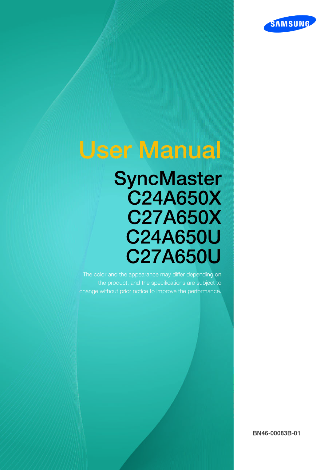 Samsung LC24A650XS/EN, LC24A650XSR/EN, LC24A650XS/XK manual SyncMaster C24A650X C27A650X C24A650U C27A650U 