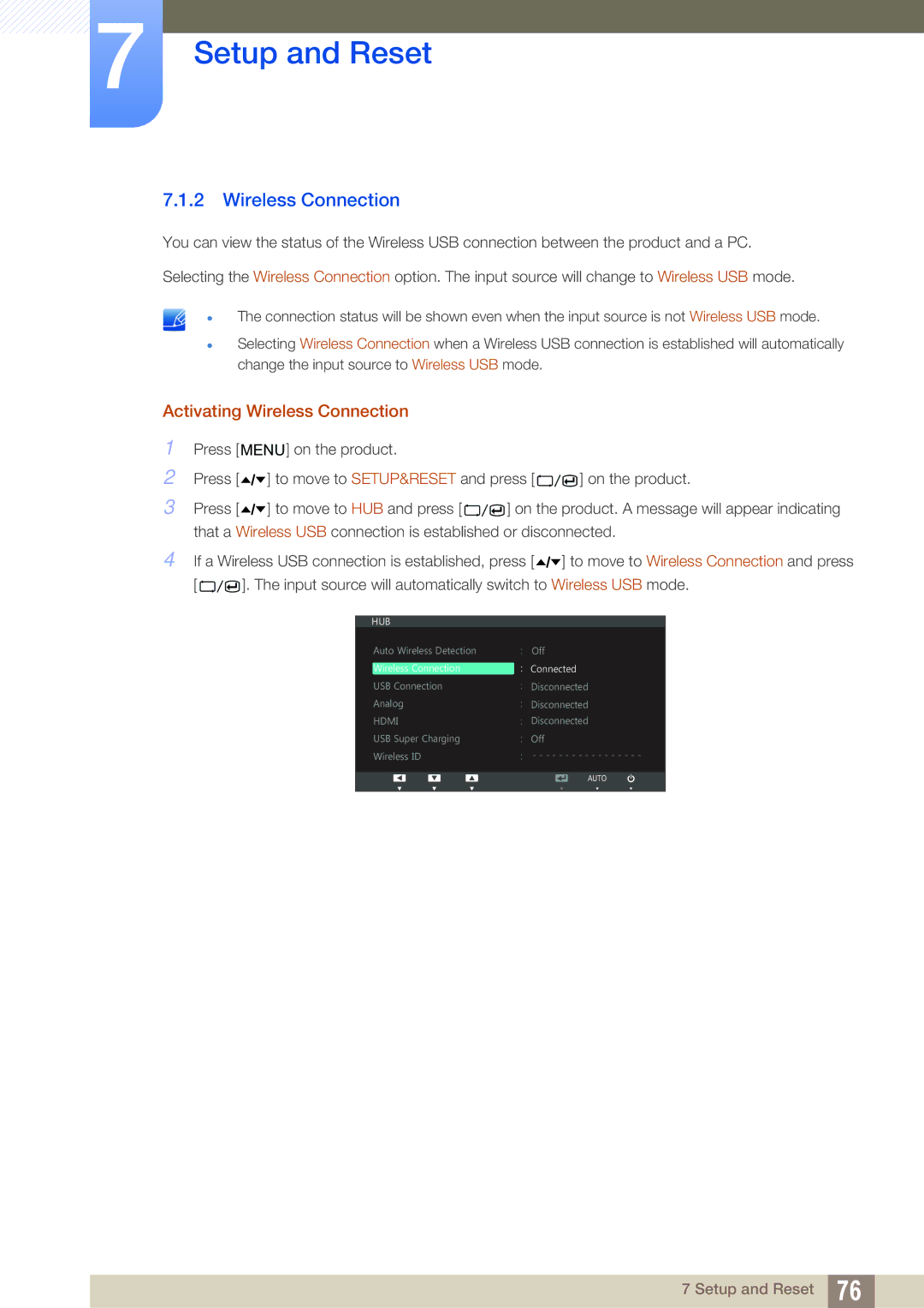 Samsung LC24A650XS/EN, LC24A650XSR/EN, LC24A650XS/XK manual Activating Wireless Connection 