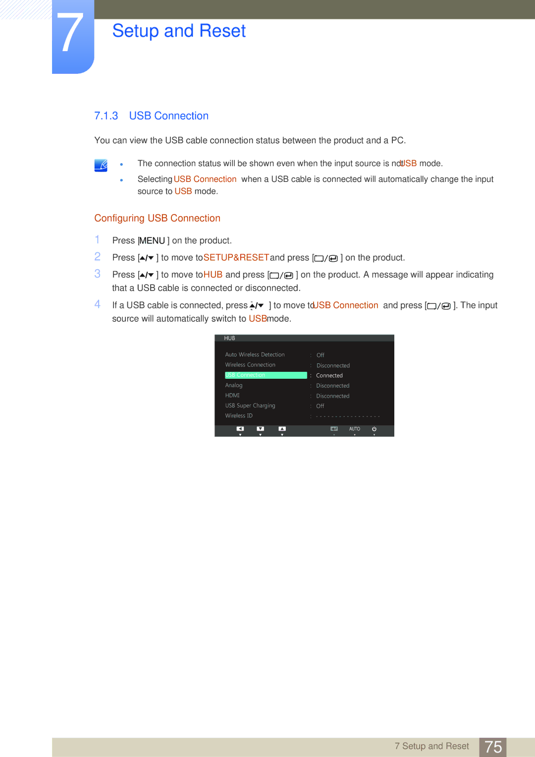 Samsung LC24A650XSR/EN, LC24A650XS/EN, LC24A650XS/XK manual Configuring USB Connection 