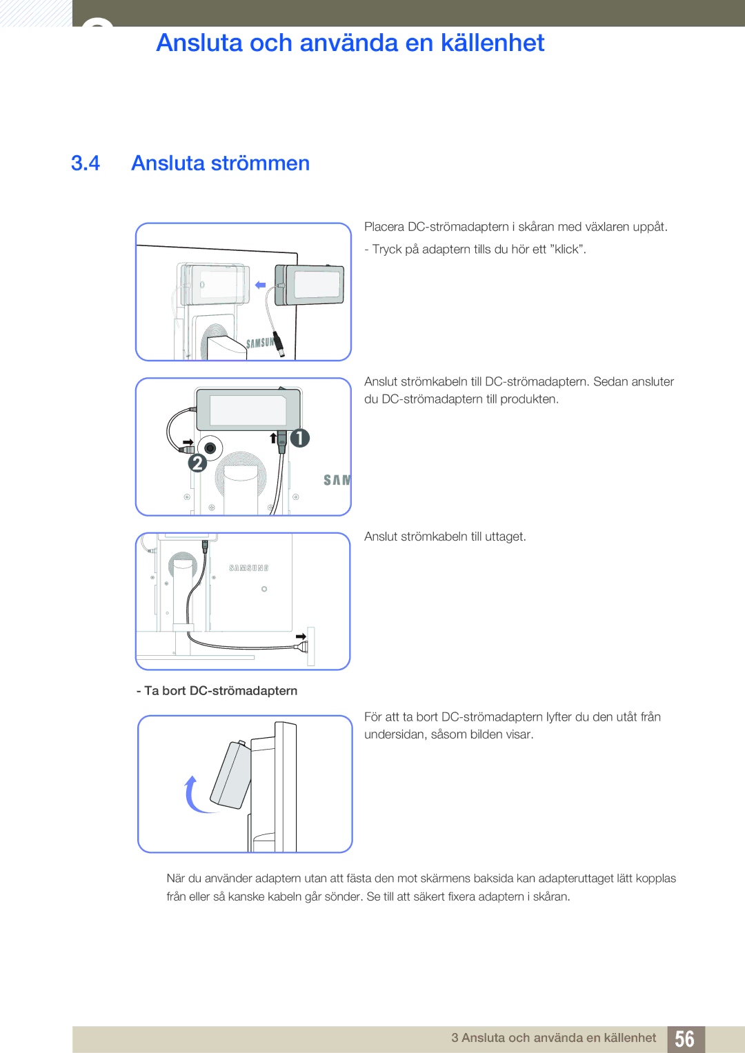 Samsung LC24A650XSR/EN, LC24A650XS/EN manual Ansluta strömmen 