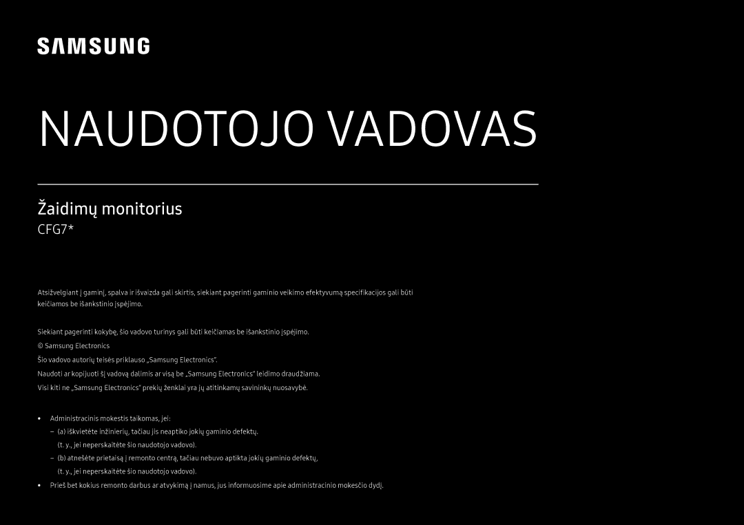 Samsung LC24FG70FQUXEN manual Naudotojo Vadovas 