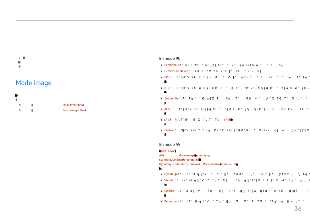 Samsung LC24FG73FQUXEN, LC27FG73FQUXEN manual Configuration décran, Mode image 