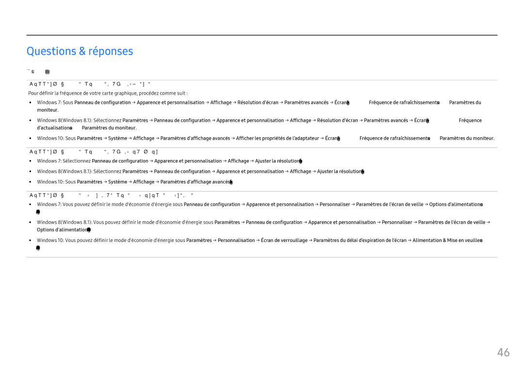 Samsung LC24FG73FQUXEN, LC27FG73FQUXEN manual Questions & réponses 