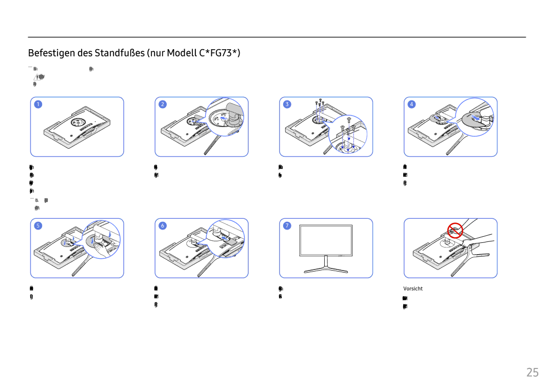 Samsung LC27FG73FQUXEN, LC24FG73FQUXEN manual Befestigen des Standfußes nur Modell C*FG73 