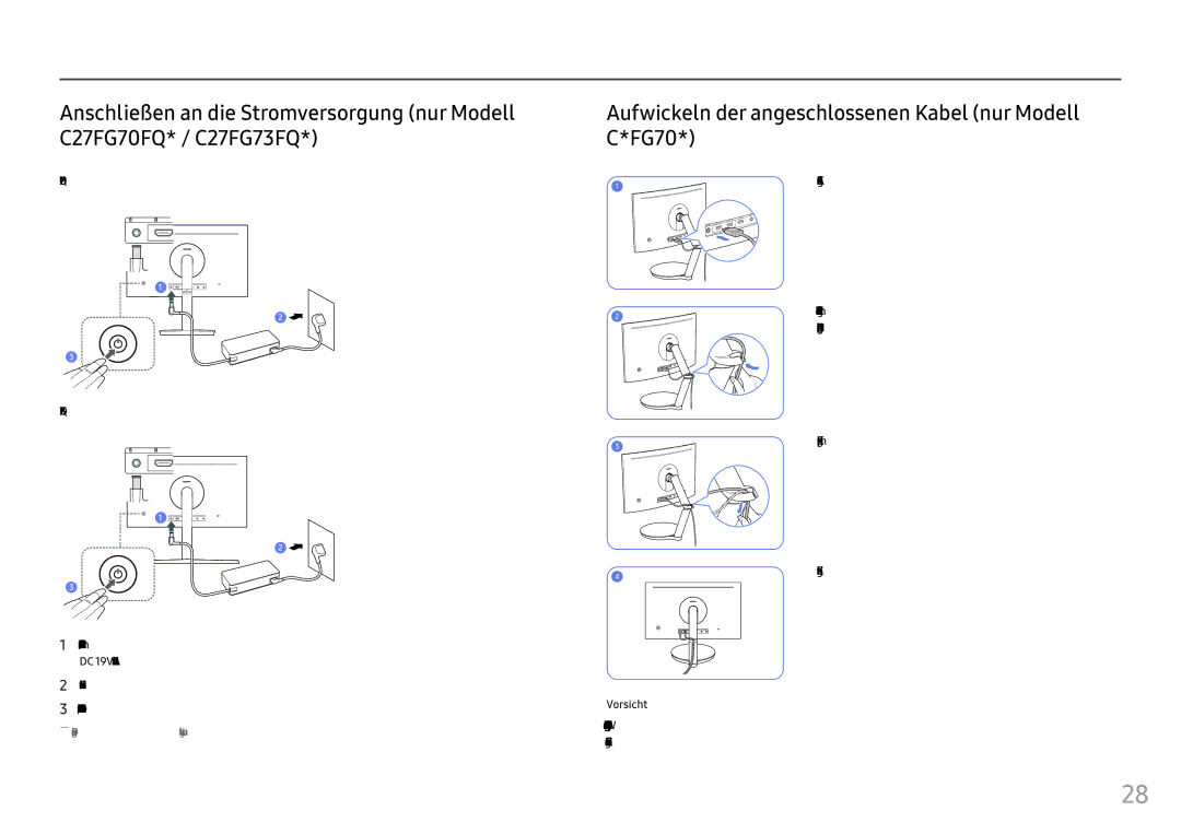 Samsung LC24FG73FQUXEN, LC27FG73FQUXEN manual Aufwickeln der angeschlossenen Kabel nur Modell C*FG70 