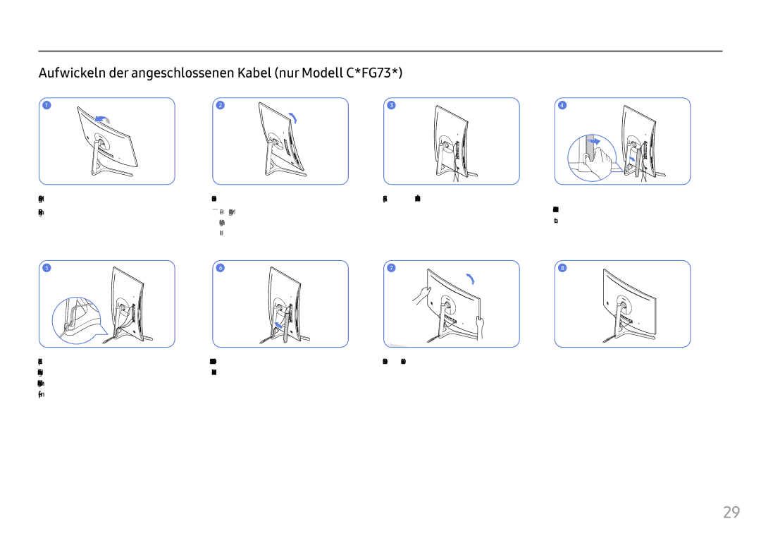 Samsung LC27FG73FQUXEN, LC24FG73FQUXEN manual Aufwickeln der angeschlossenen Kabel nur Modell C*FG73 