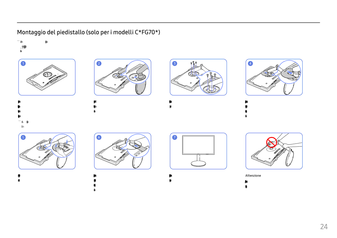 Samsung LC24FG73FQUXEN, LC27FG73FQUXEN manual Montaggio del piedistallo solo per i modelli C*FG70 