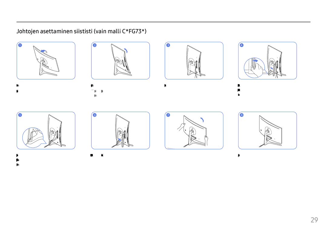 Samsung LC27FG73FQUXEN, LC24FG73FQUXEN manual Johtojen asettaminen siististi vain malli C*FG73, Avointa osaa 