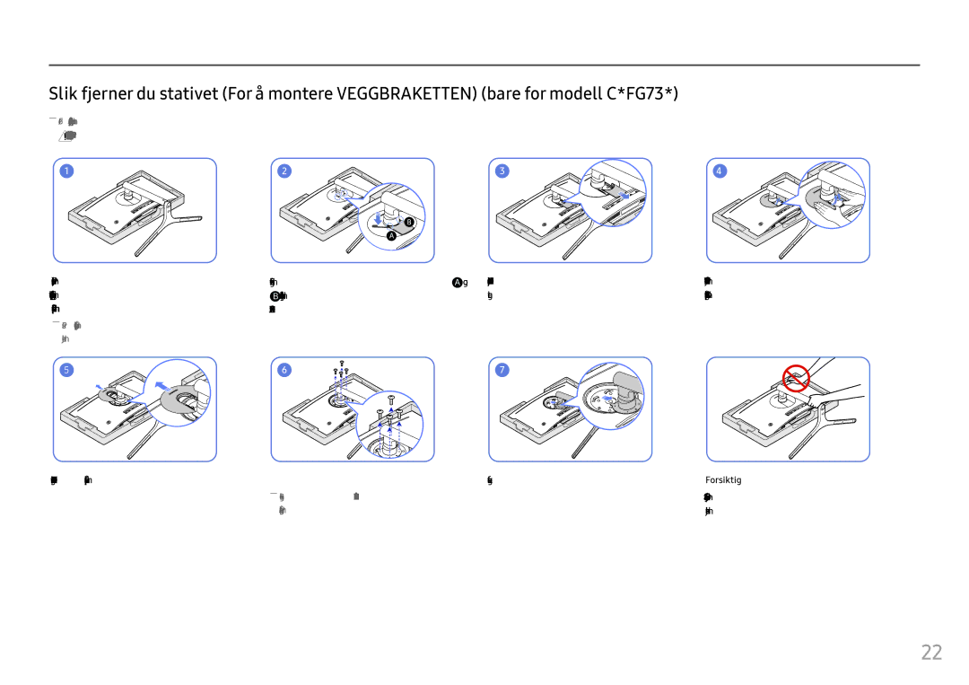 Samsung LC24FG73FQUXEN, LC27FG73FQUXEN manual Forsiktig 