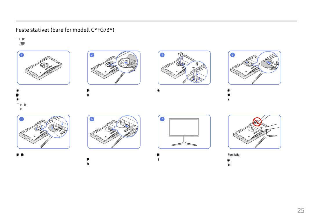 Samsung LC27FG73FQUXEN, LC24FG73FQUXEN manual Feste stativet bare for modell C*FG73 