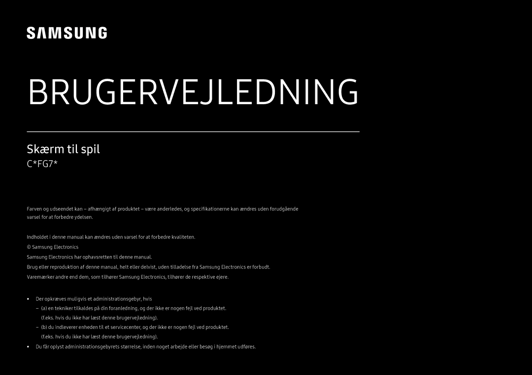 Samsung LC27FG73FQUXEN, LC24FG73FQUXEN manual Brugervejledning 