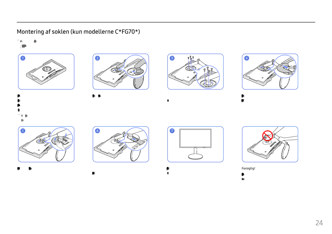 Samsung LC24FG73FQUXEN, LC27FG73FQUXEN manual Montering af soklen kun modellerne C*FG70 