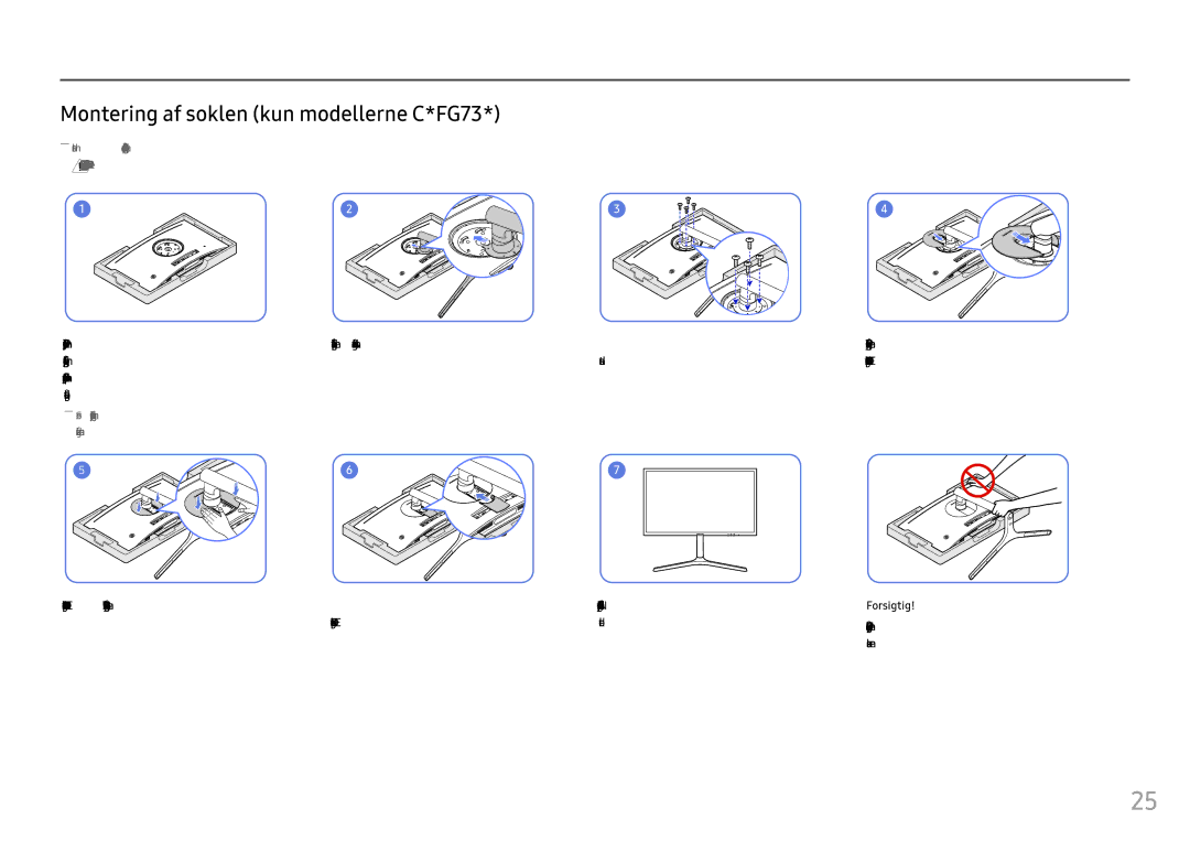 Samsung LC27FG73FQUXEN, LC24FG73FQUXEN manual Montering af soklen kun modellerne C*FG73 