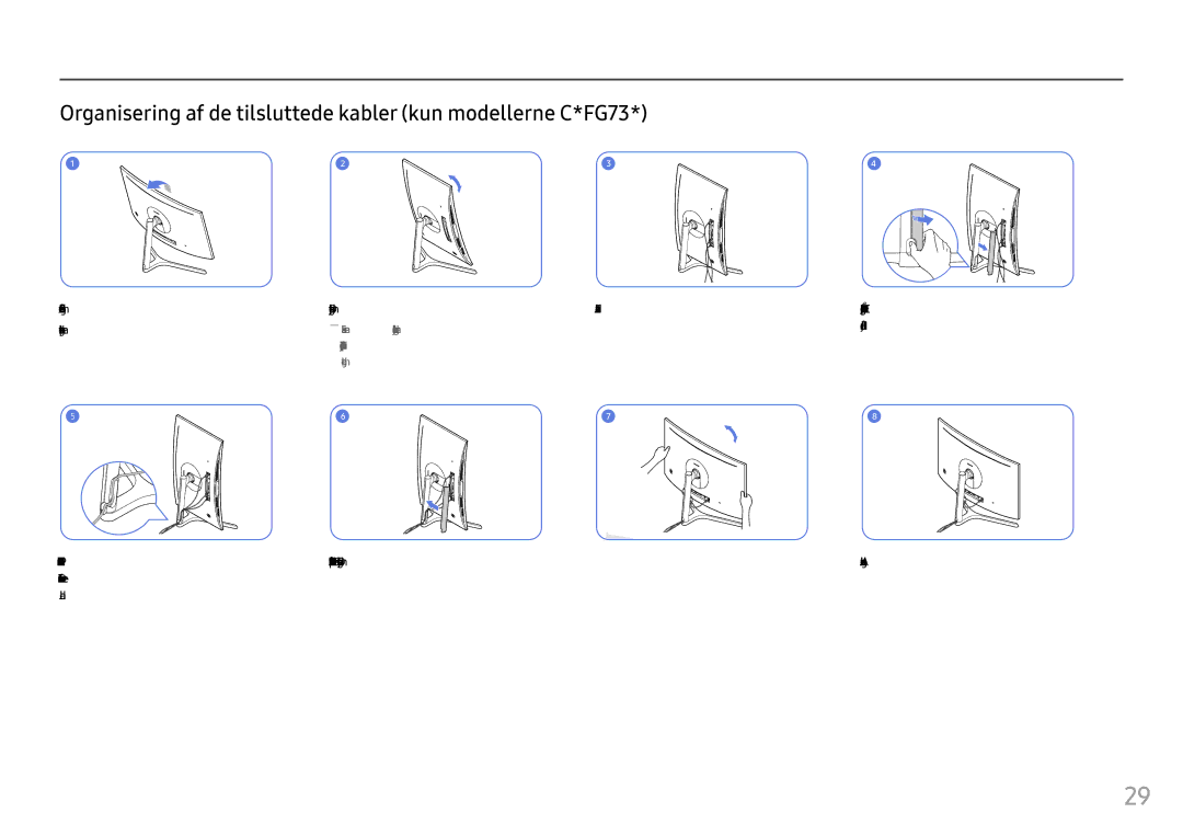 Samsung LC27FG73FQUXEN, LC24FG73FQUXEN manual Organisering af de tilsluttede kabler kun modellerne C*FG73 
