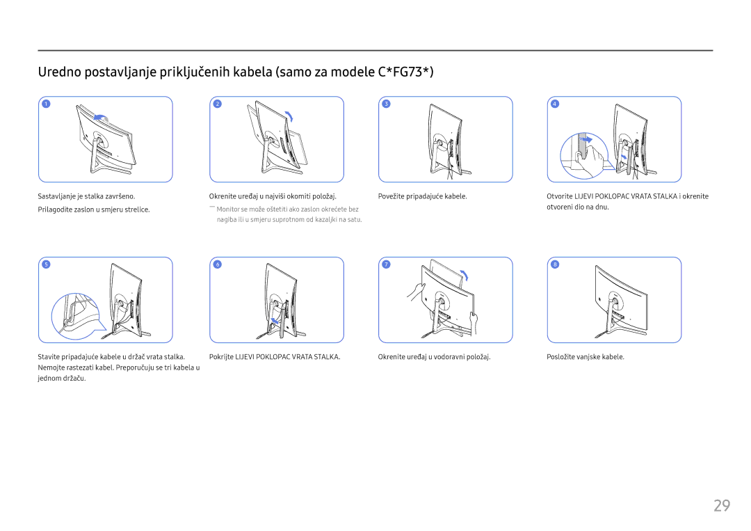 Samsung LC27FG73FQUXEN, LC24FG73FQUXEN manual Prilagodite zaslon u smjeru strelice 