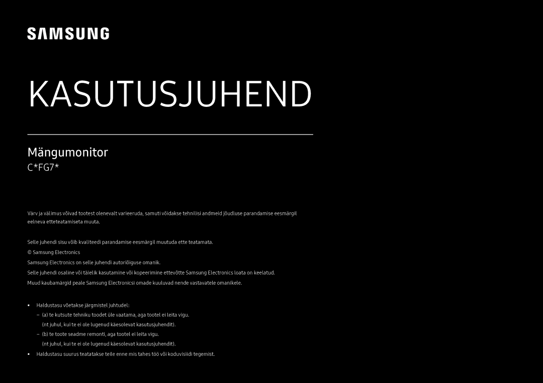 Samsung LC24FG73FQUXEN manual Kasutusjuhend 