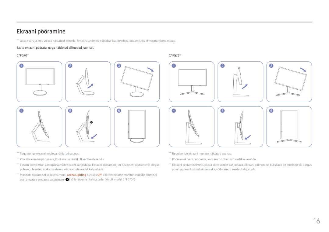 Samsung LC24FG73FQUXEN manual Ekraani pööramine 