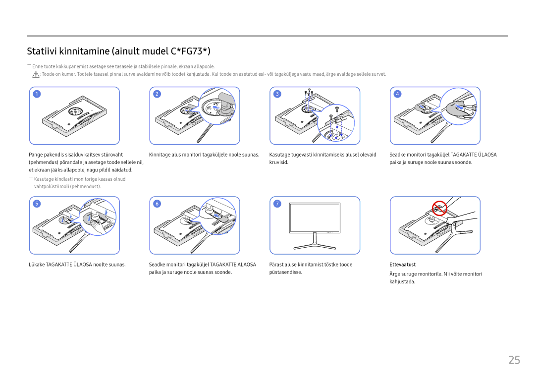 Samsung LC24FG73FQUXEN manual Statiivi kinnitamine ainult mudel C*FG73 