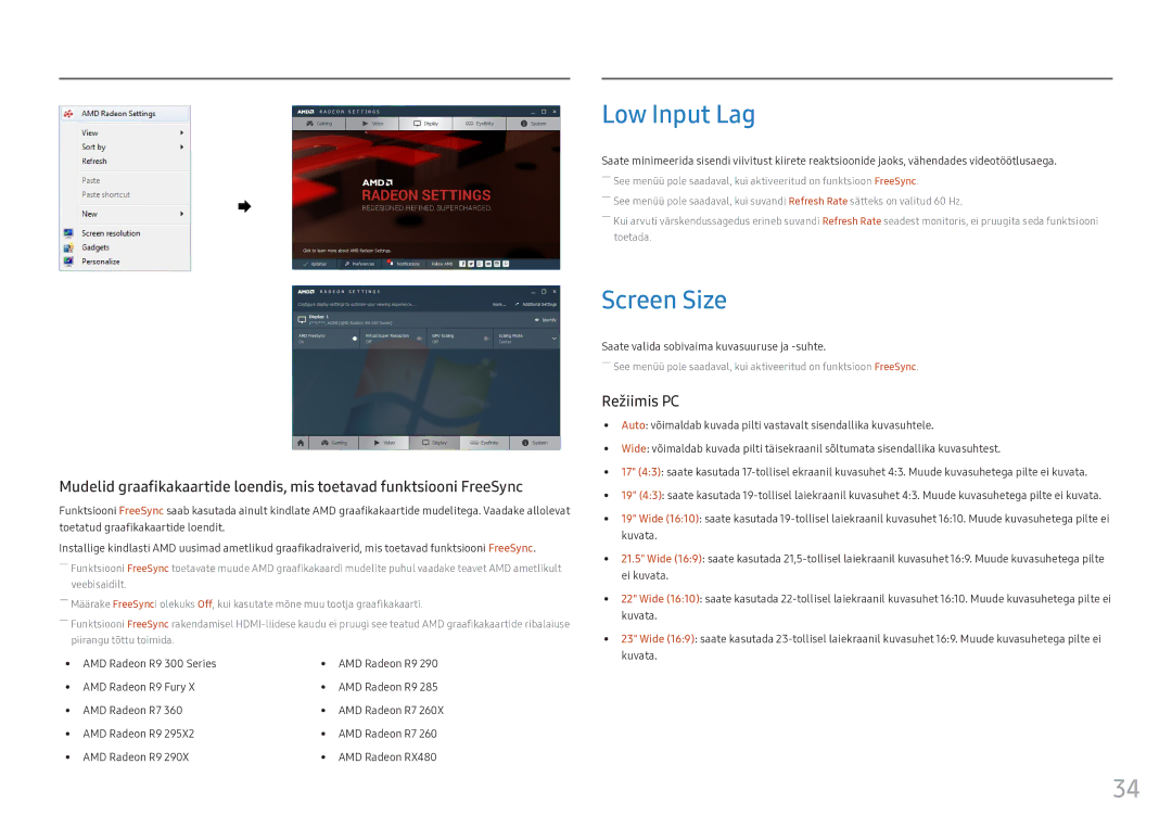 Samsung LC24FG73FQUXEN manual Low Input Lag, Screen Size 