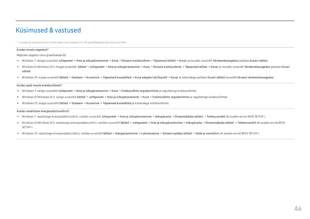 Samsung LC24FG73FQUXEN manual Küsimused & vastused, Kuidas muuta sagedust?, Määrake sagedus oma graafikakaardil 