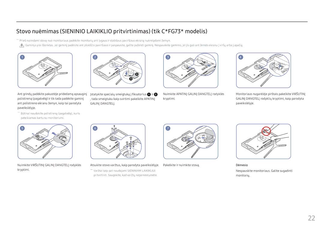 Samsung LC24FG73FQUXEN manual Dėmesio 