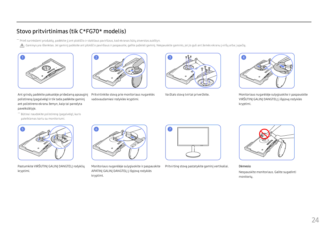 Samsung LC24FG73FQUXEN manual Stovo pritvirtinimas tik C*FG70* modelis 