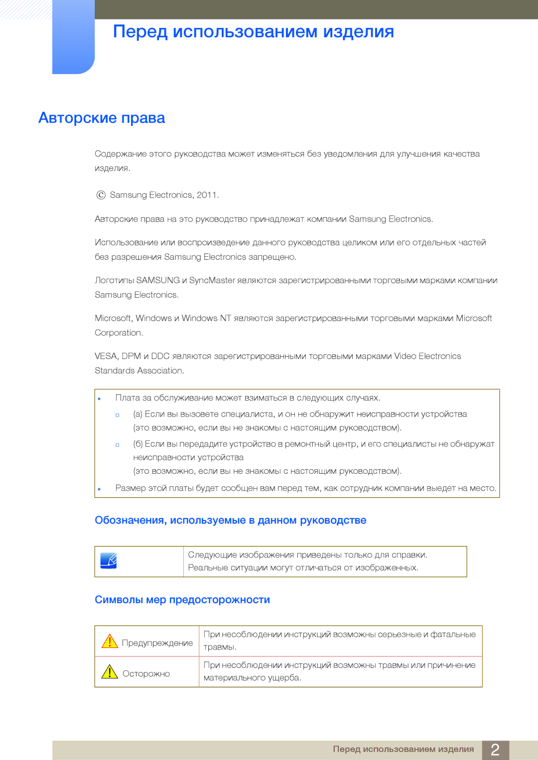 Samsung LC27A550USSCI manual Перед использованием изделия, Авторские права, Обозначения, используемые в данном руководстве 