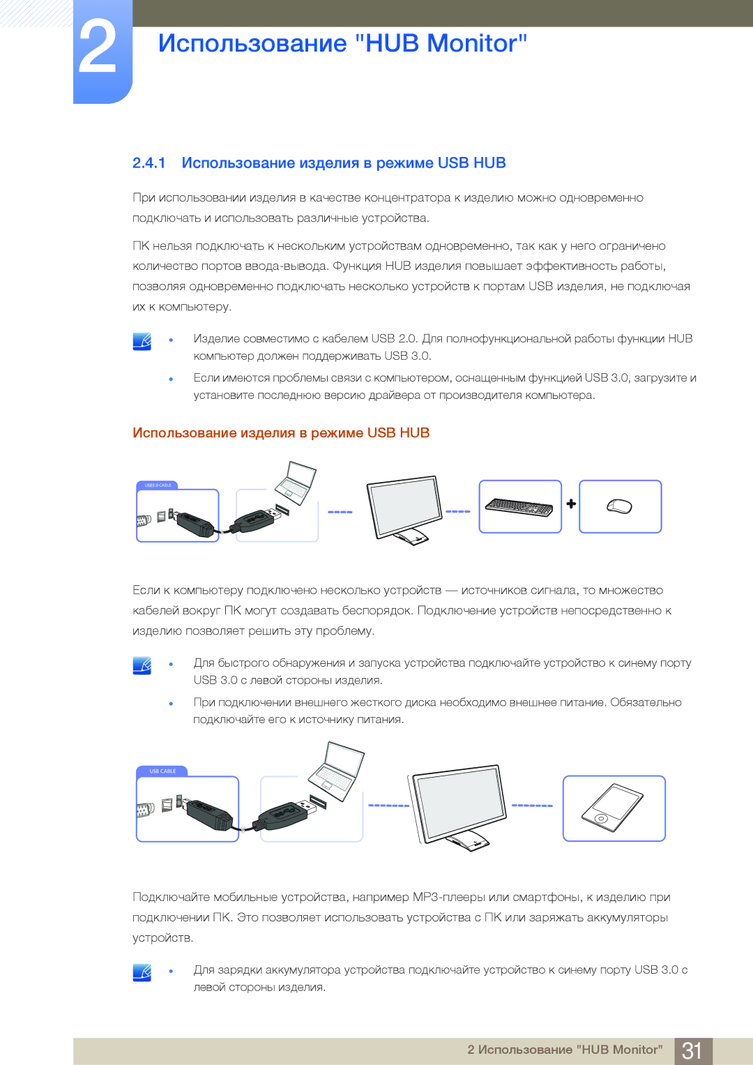 Samsung LC23A550USSCI, LC27A550US/EN, LC23A550US/EN, LC27A550USSCI, LC27A550US/CI 1 Использование изделия в режиме USB HUB 