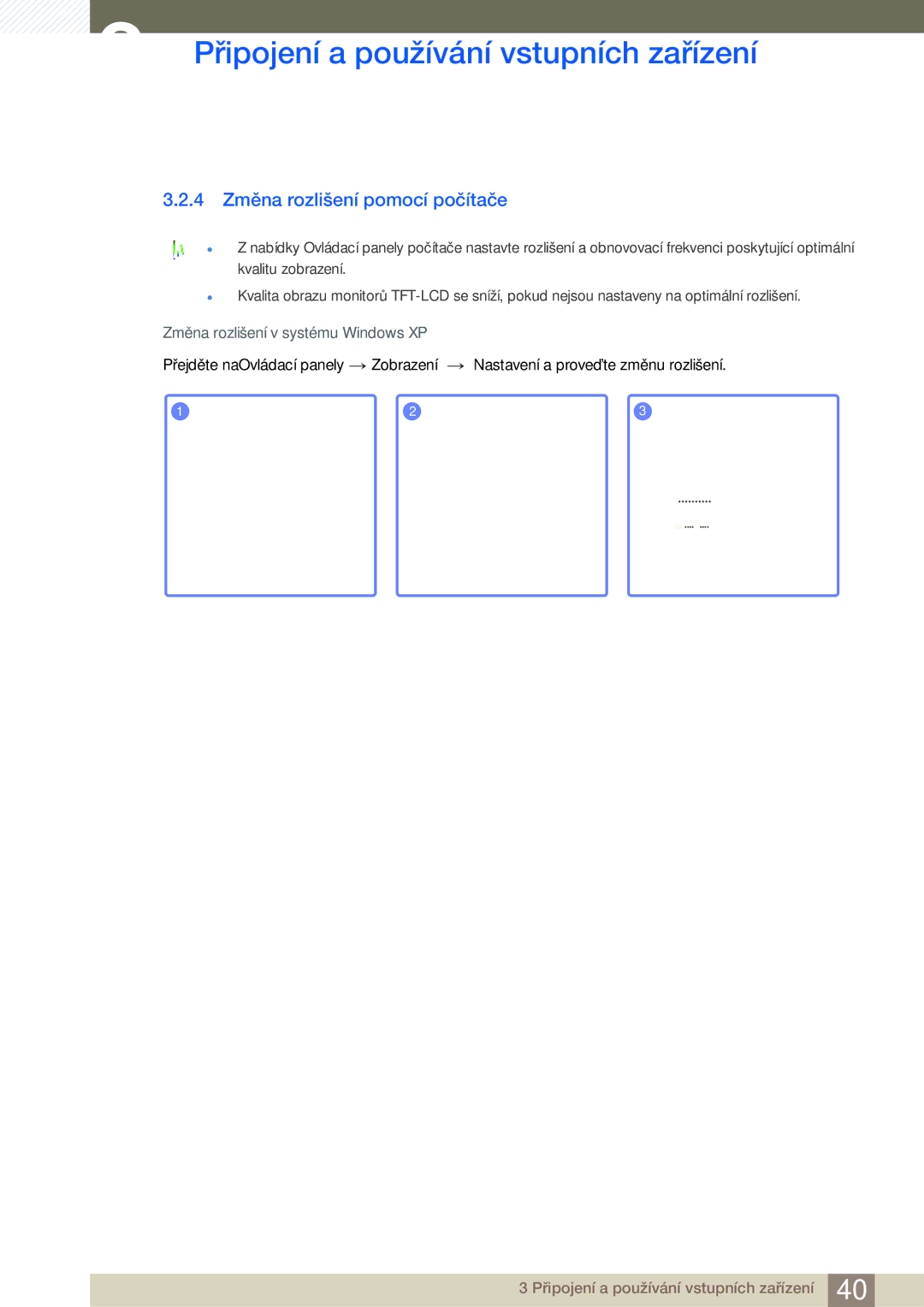 Samsung LC27A550US/EN, LC23A550US/EN manual 4 Změna rozlišení pomocí počítače 