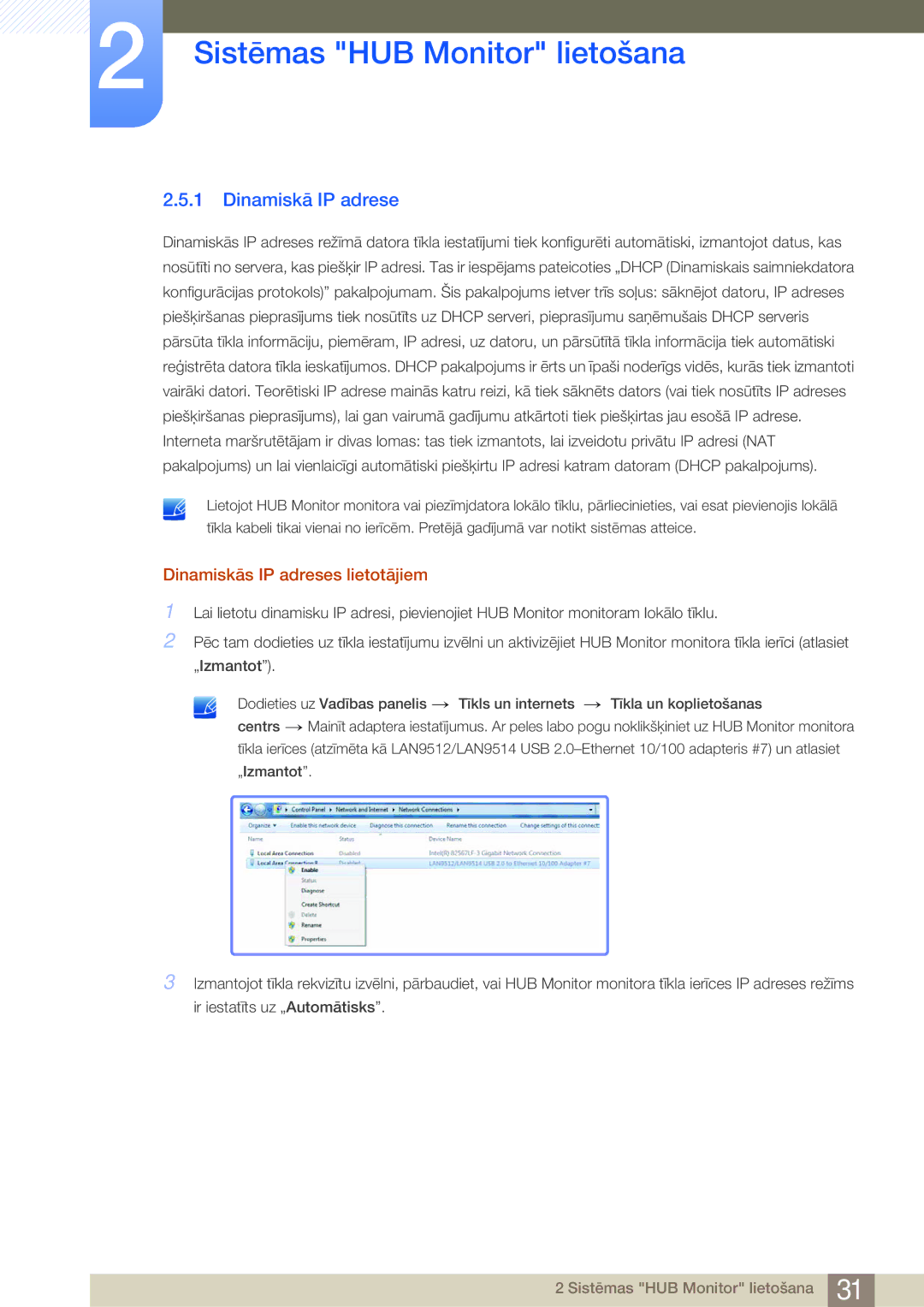 Samsung LC23A550US/EN, LC27A550US/EN manual Dinamiskā IP adrese, Dinamiskās IP adreses lietotājiem 