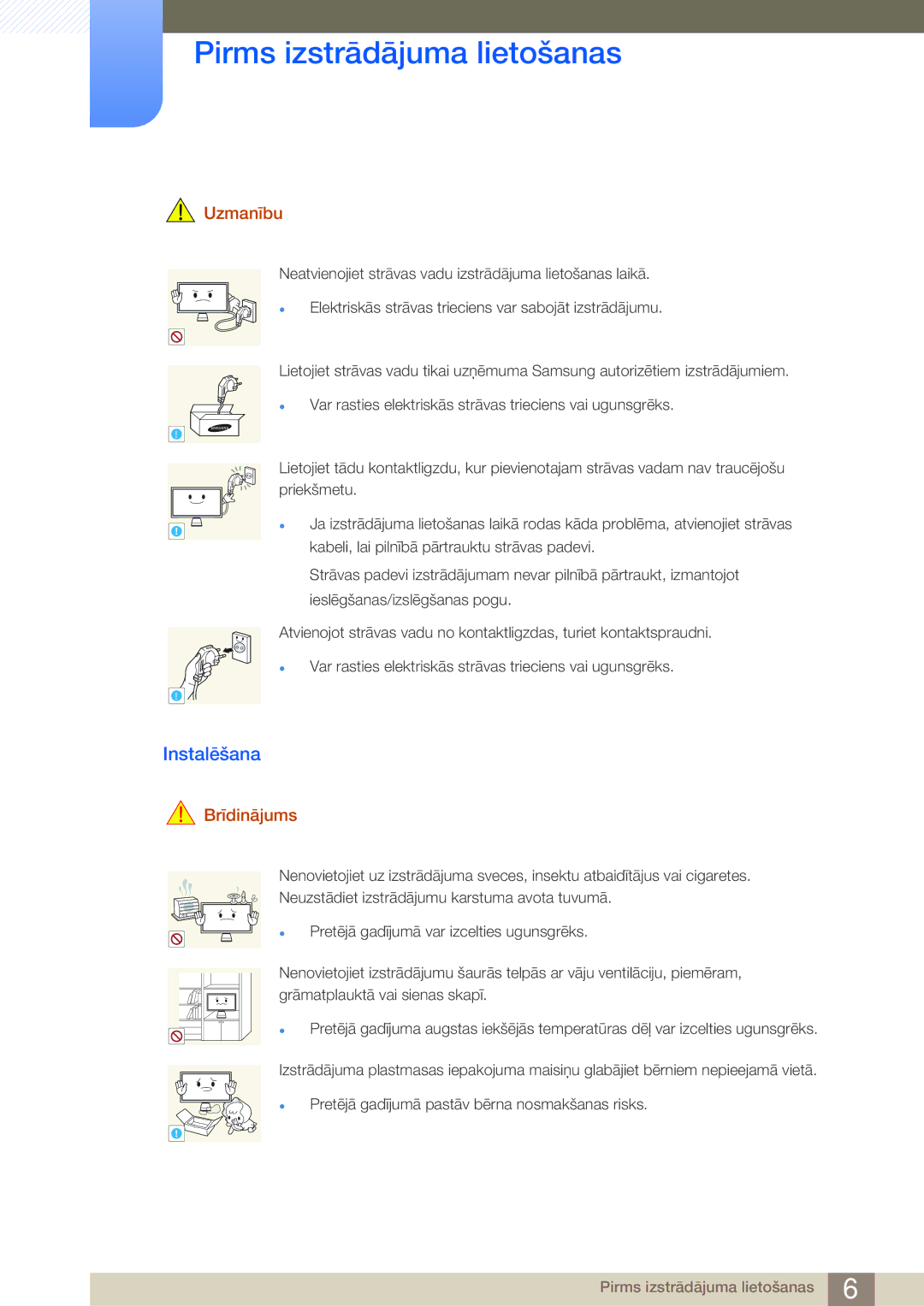 Samsung LC27A550US/EN, LC23A550US/EN manual Instalēšana, Uzmanību 