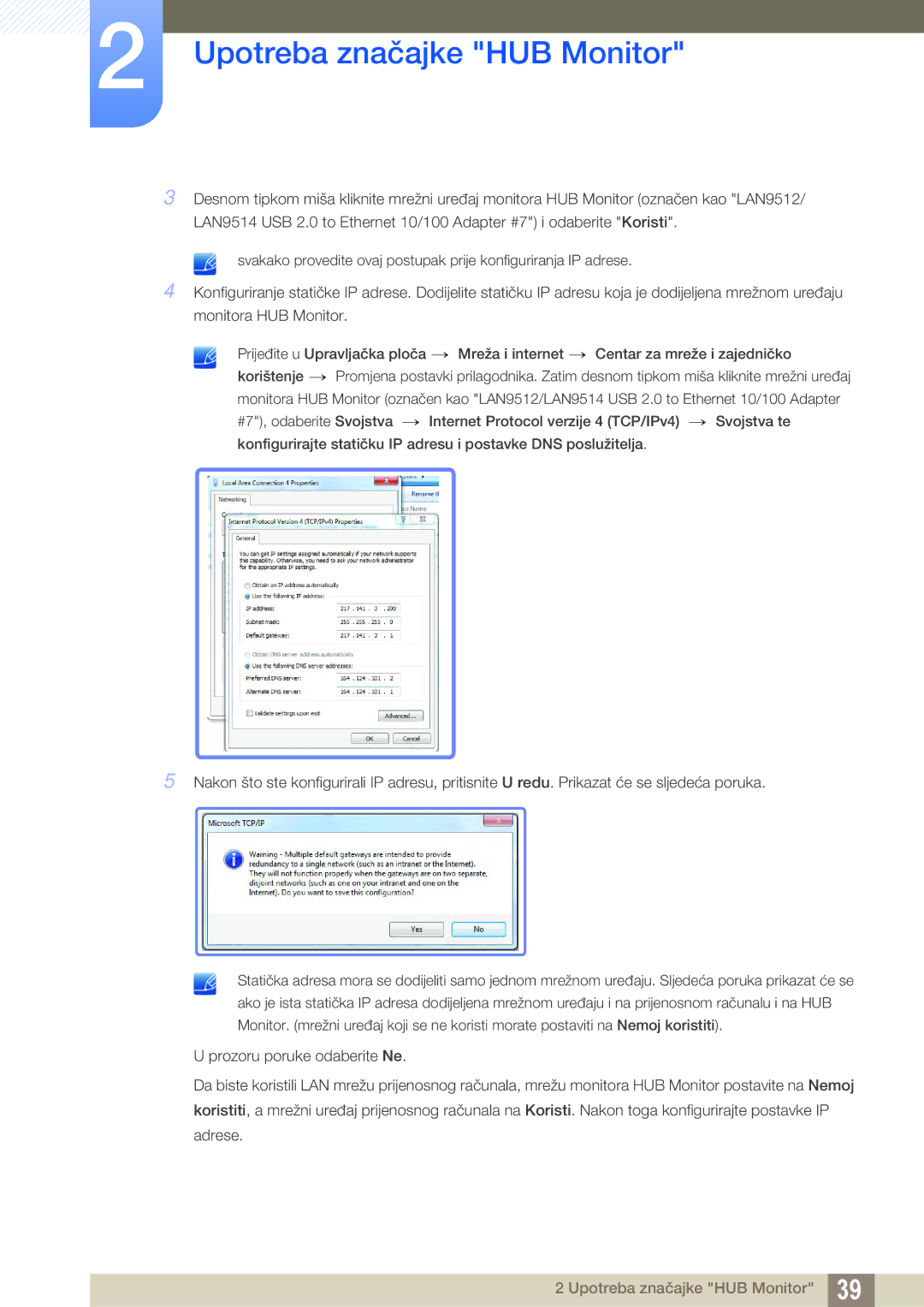 Samsung LC27A750XS/EN manual Upotreba značajke HUB Monitor 