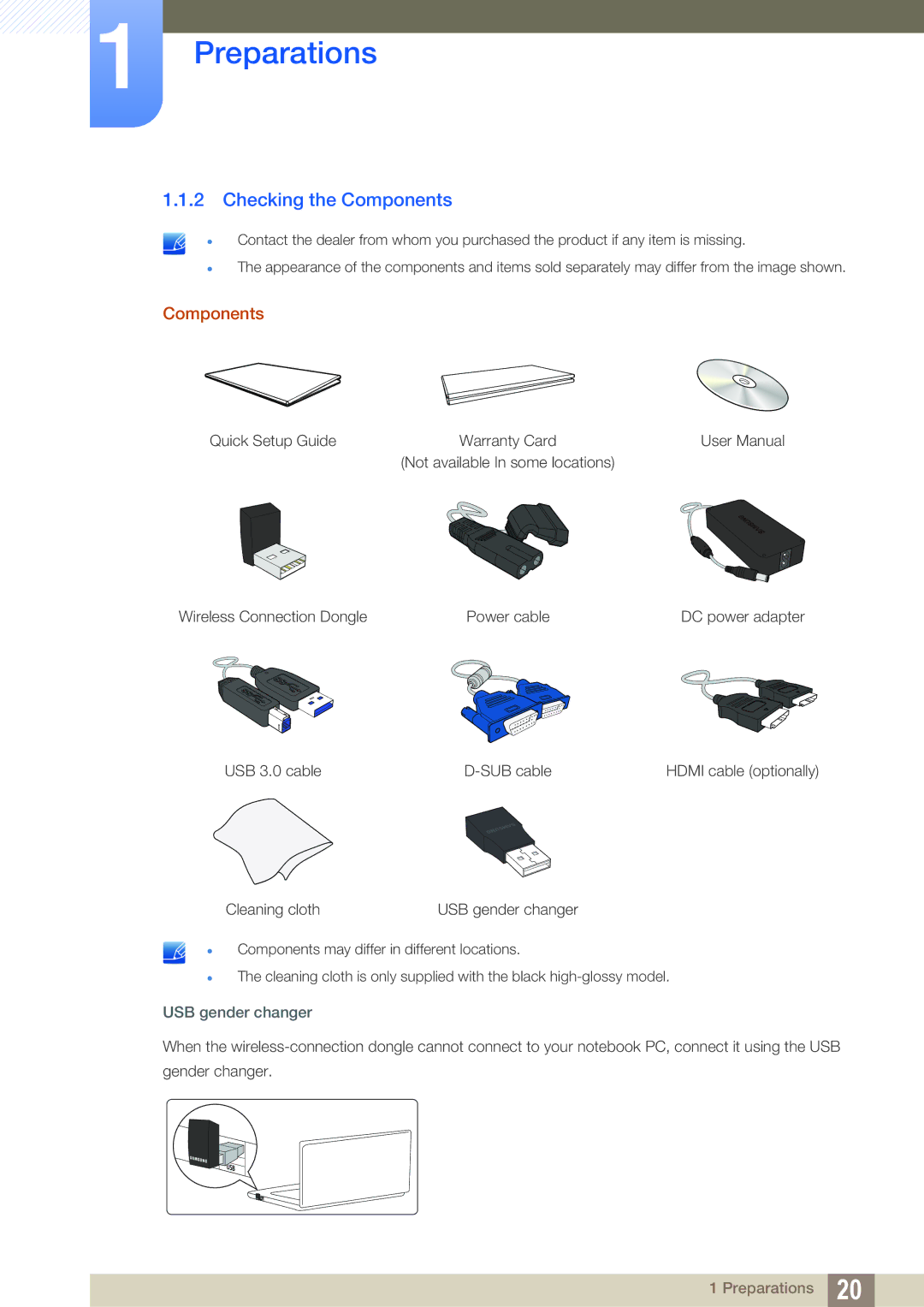 Samsung LC27A750XS/EN, LC27A750XS/ZA, LC23A750XS/EN, LC27A750XS/CI, LC23A750XS/CI, LC27A750XSSEN manual Checking the Components 