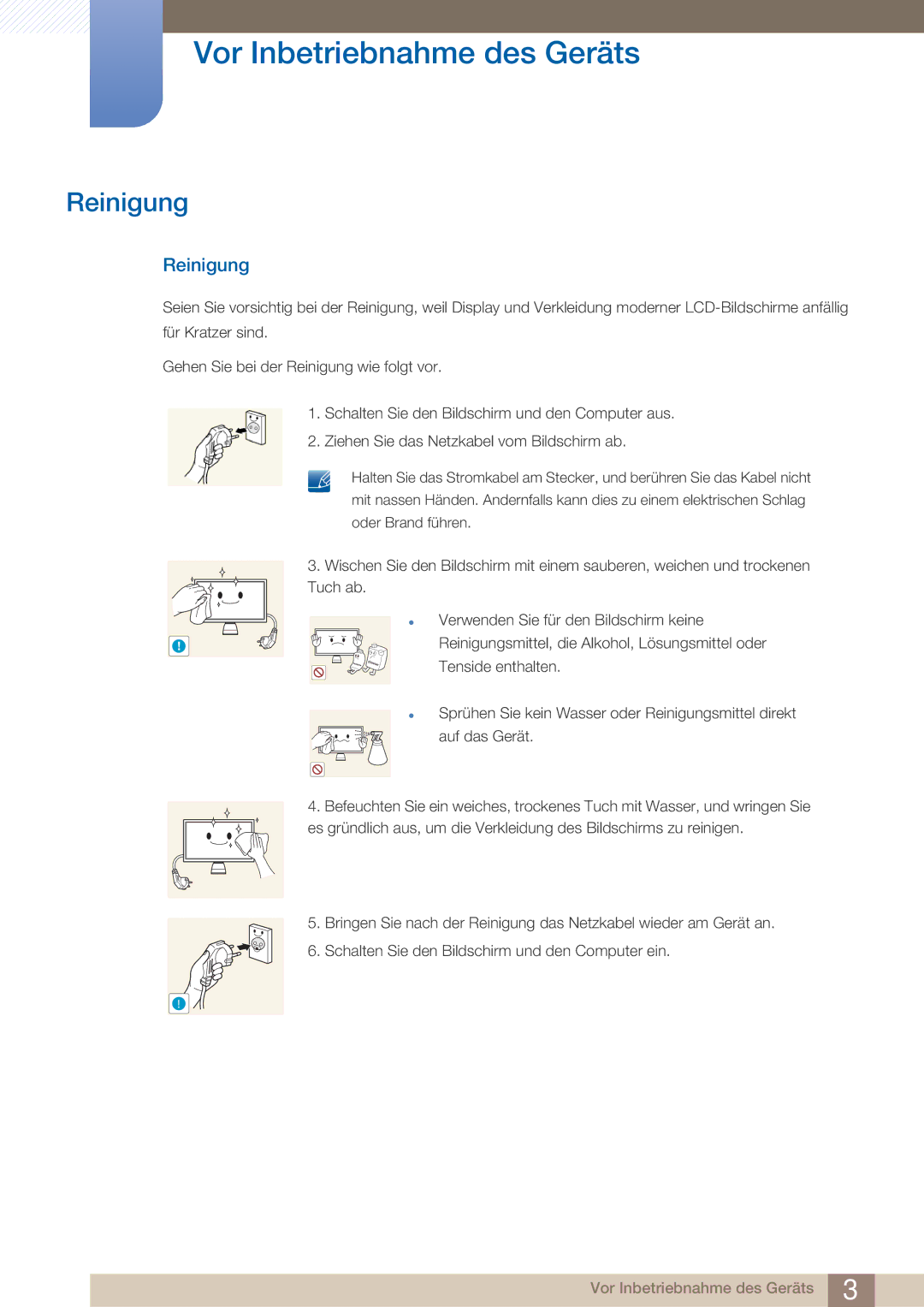 Samsung LC27A750XS/ZA, LC23A750XS/EN, LC27A750XS/EN manual Reinigung 