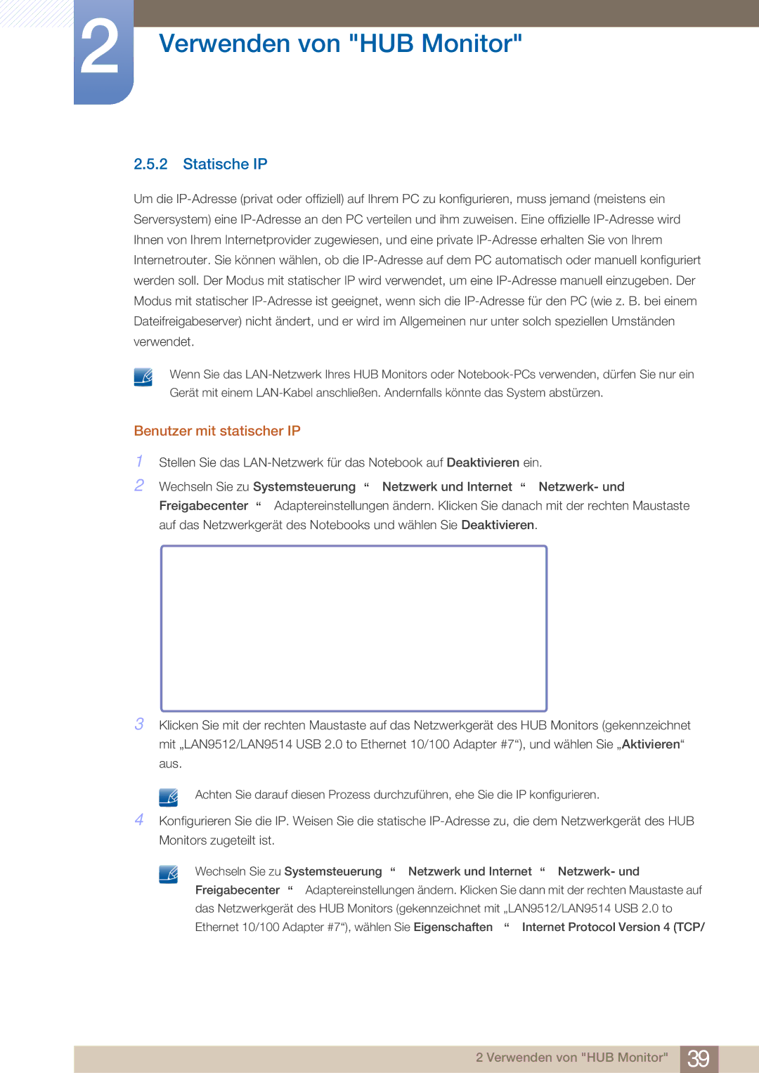 Samsung LC27A750XS/ZA, LC23A750XS/EN, LC27A750XS/EN manual Statische IP, Benutzer mit statischer IP 