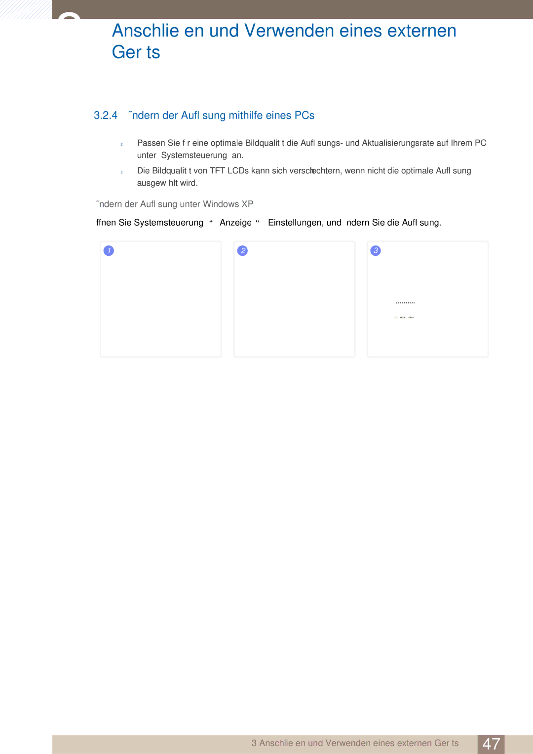 Samsung LC27A750XS/EN, LC27A750XS/ZA, LC23A750XS/EN manual 4 Ändern der Auflösung mithilfe eines PCs 