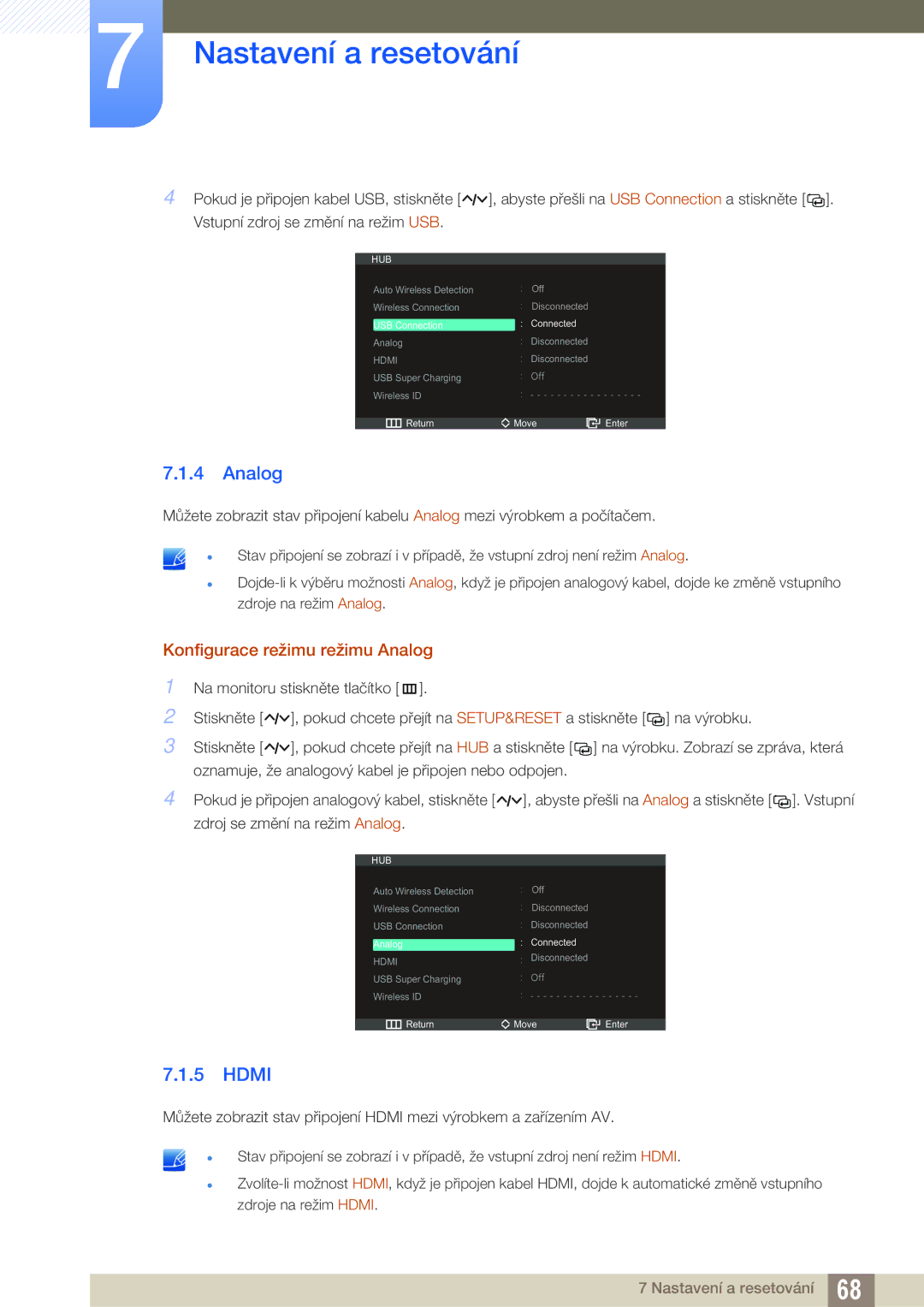 Samsung LC27A750XS/EN, LC27A750XS/ZA, LC23A750XS/EN manual Hdmi, Konfigurace režimu režimu Analog 