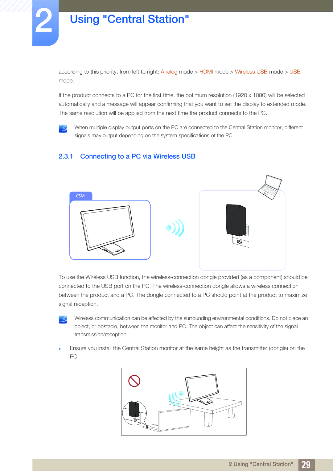 Samsung LC23A750XS/ZN, LC27A750XS/ZA, LC23A750XS/NG, LC27A750XS/XV manual Connecting to a PC via Wireless USB 