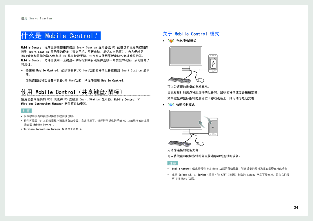 Samsung LC27B750XS/EN, LC24B550US/EN manual 什么是 Mobile Control？, 关于 Mobile Control 模式 