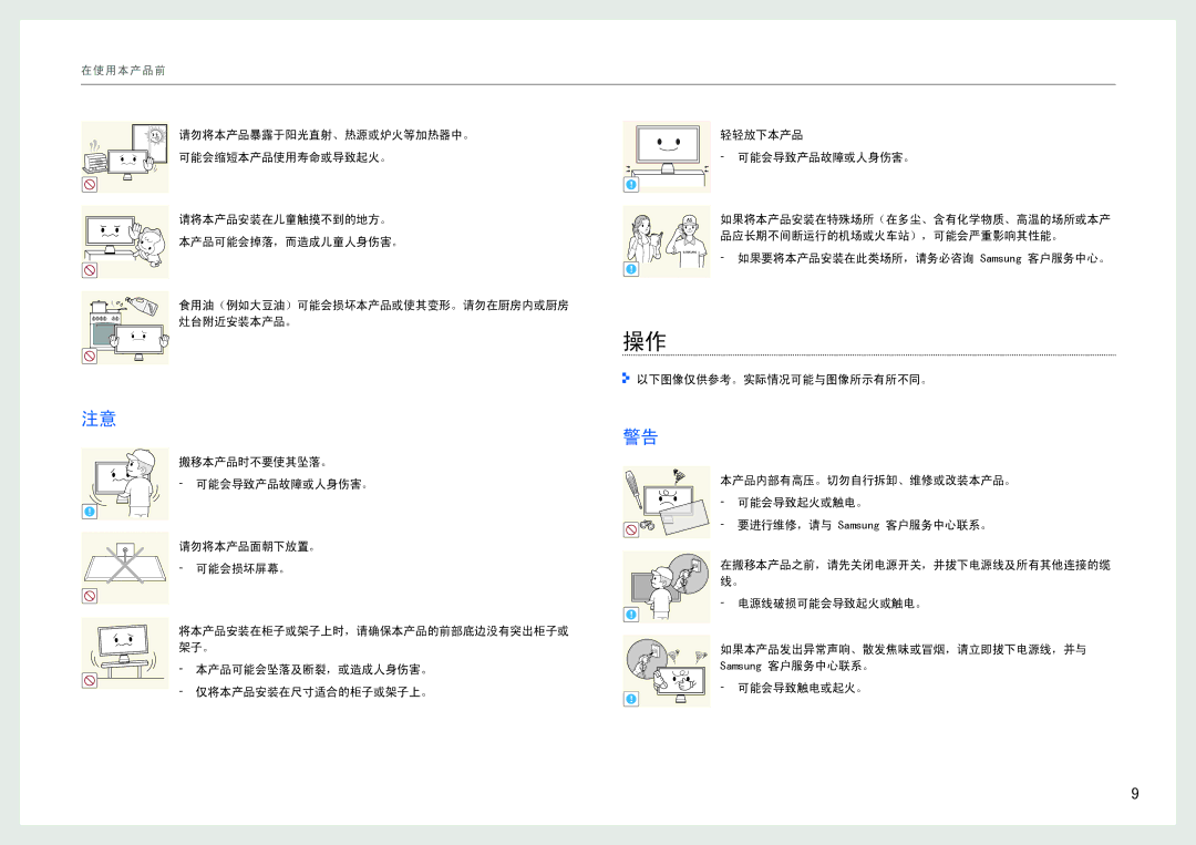 Samsung LC24B550US/EN, LC27B750XS/EN manual 如果要将本产品安装在此类场所，请务必咨询 Samsung 客户服务中心。 