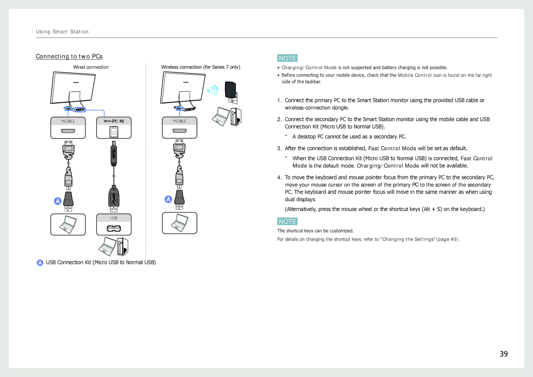 Samsung LC27B750XS/CI, LC27B750XS/EN, LC24B750XS/EN, LC24B550US/EN, LC24B550US/ZR, LC24B550US/CI manual Connecting to two PCs 