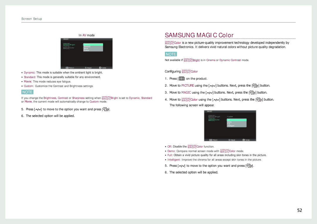 Samsung LC24B550US/ZR, LC27B750XS/EN, LC24B750XS/EN, LC24B550US/EN, LC27B750XS/CI, LC24B550US/CI Samsung Magic Color, AV mode 