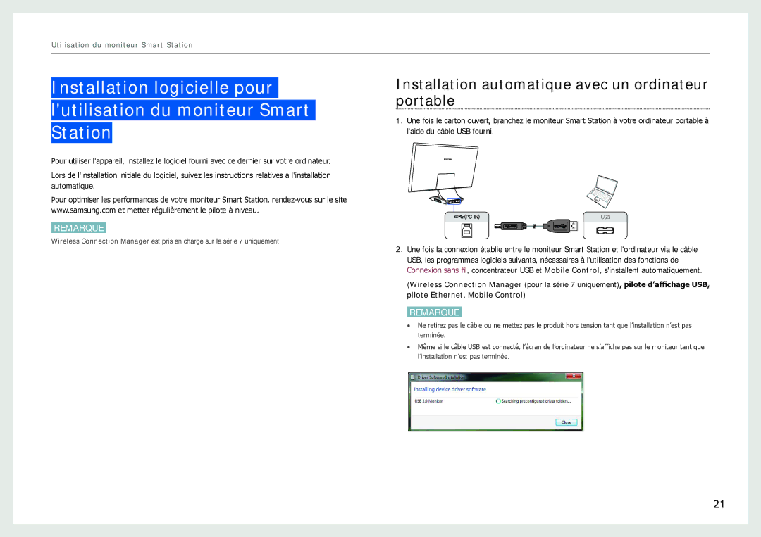 Samsung LC27B750XS/EN, LC24B750XS/EN, LC24B550US/EN manual Installation automatique avec un ordinateur portable 